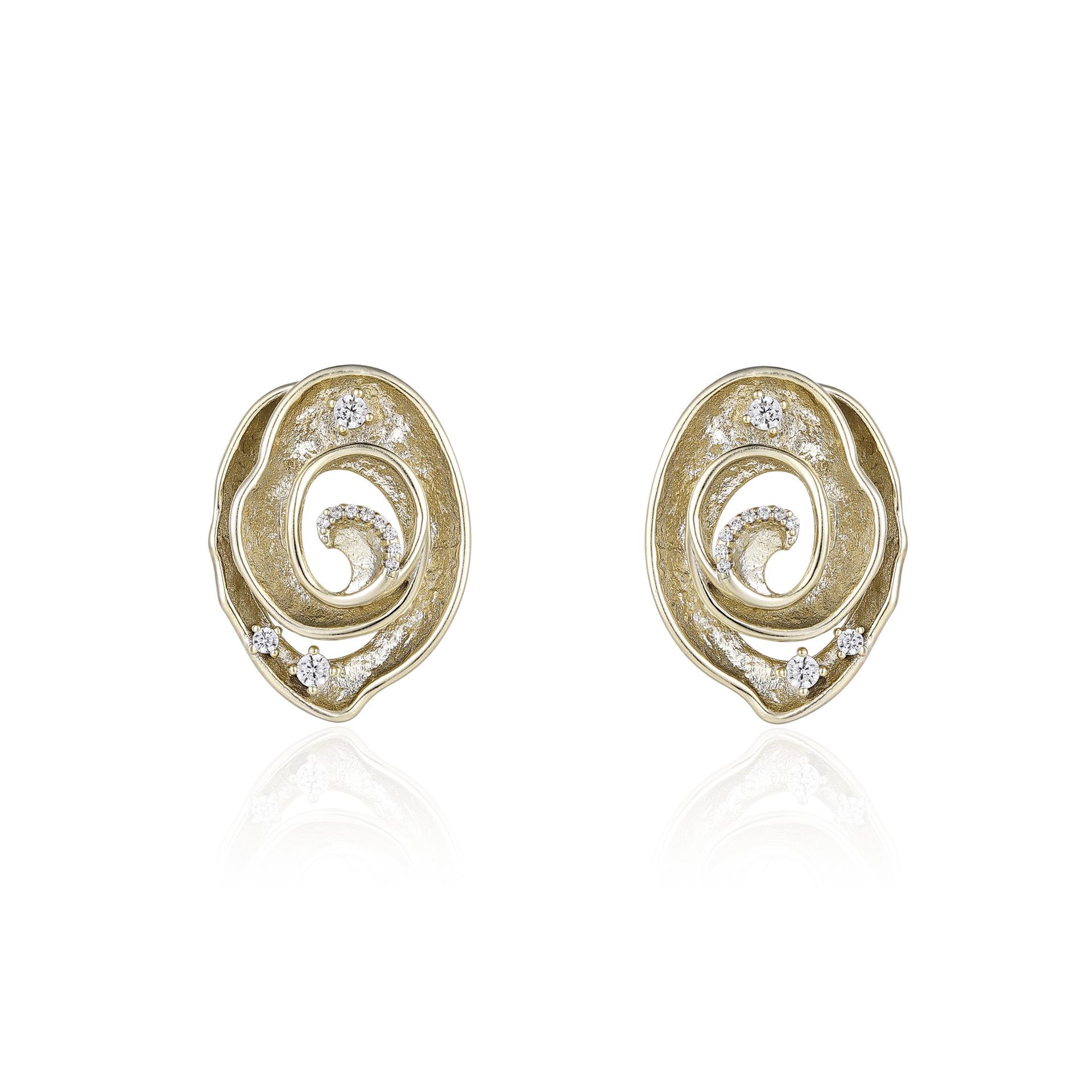 

Французские дизайнерские плиссированные серьги с цирконами: Универсальные серьги в европейском и американском стиле для женщин