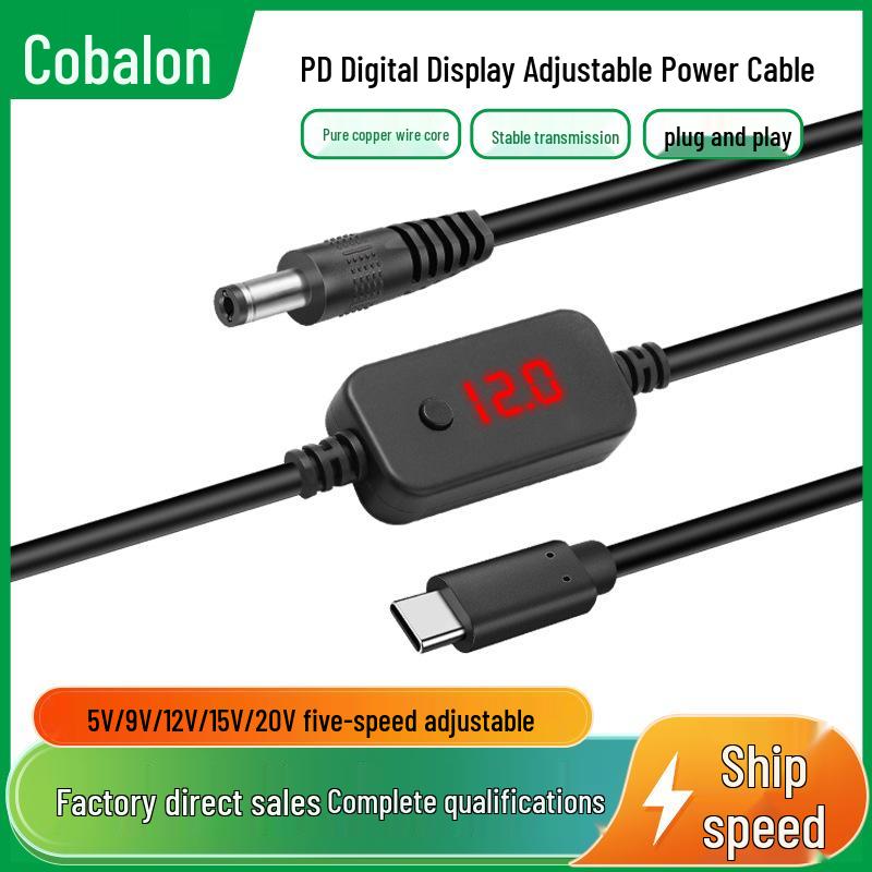 

Type-C to DC Adjustable Voltage Converter Cable with Digital Display (PD 5V-20V)