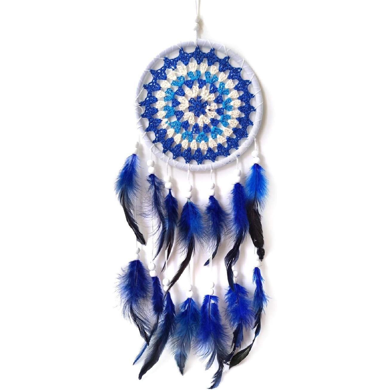 Blue Dream Catcher Feather Dream Catchers Wall Decor Handmade Dreamcatcher Wall Hanging Ornament for Bedroom Living Room Home Decor