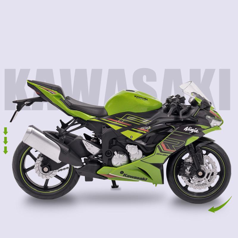 1/12 Scale Kawasaki Ninja ZX-6R Racing Cross-country Motorcycle Toy City Diecast Model Super Sport Miniature Collection Boy Kids Gift