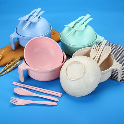 Ensemble de vaisselle en paille de blé de haute qualité pour enfants, vaisselle incassable, fourchette, cuillère, baguettes, bols, tasse, plat, ensemble de camping