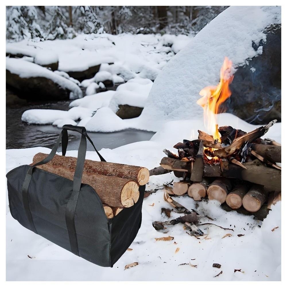 Heavy-Duty Firewood Carrier Bag Large Capacity with Sturdy Handles Log Transporter Scratch-resistant Oxford Cloth