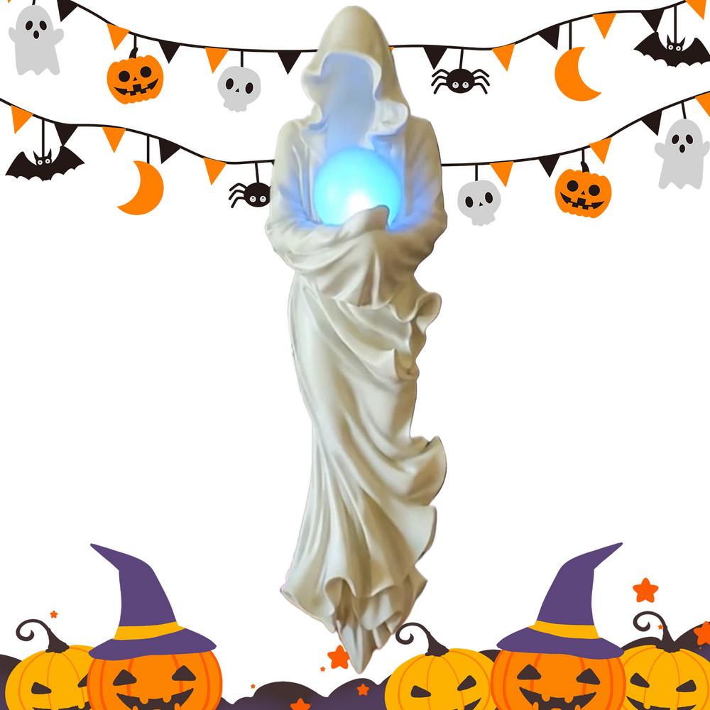 

Ghost Figurine Halloween Hugging Light Sculpture Ghost Resin Gothic Ornaments Tabletop Dark Art For Classmates Kids Teens Adults синій