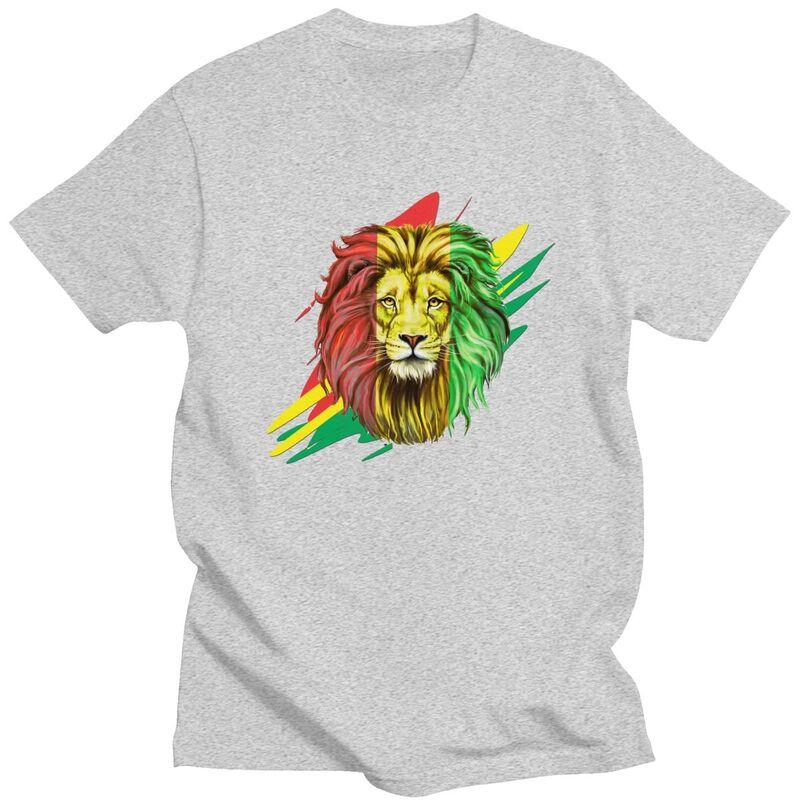 Custom Jamaica Flag Rasta Lion Tshirts for Men Short Sleeve T Shirt Fashion Jamaica Reggae Art Tshirt Slim Fit 100 Cotton Tees