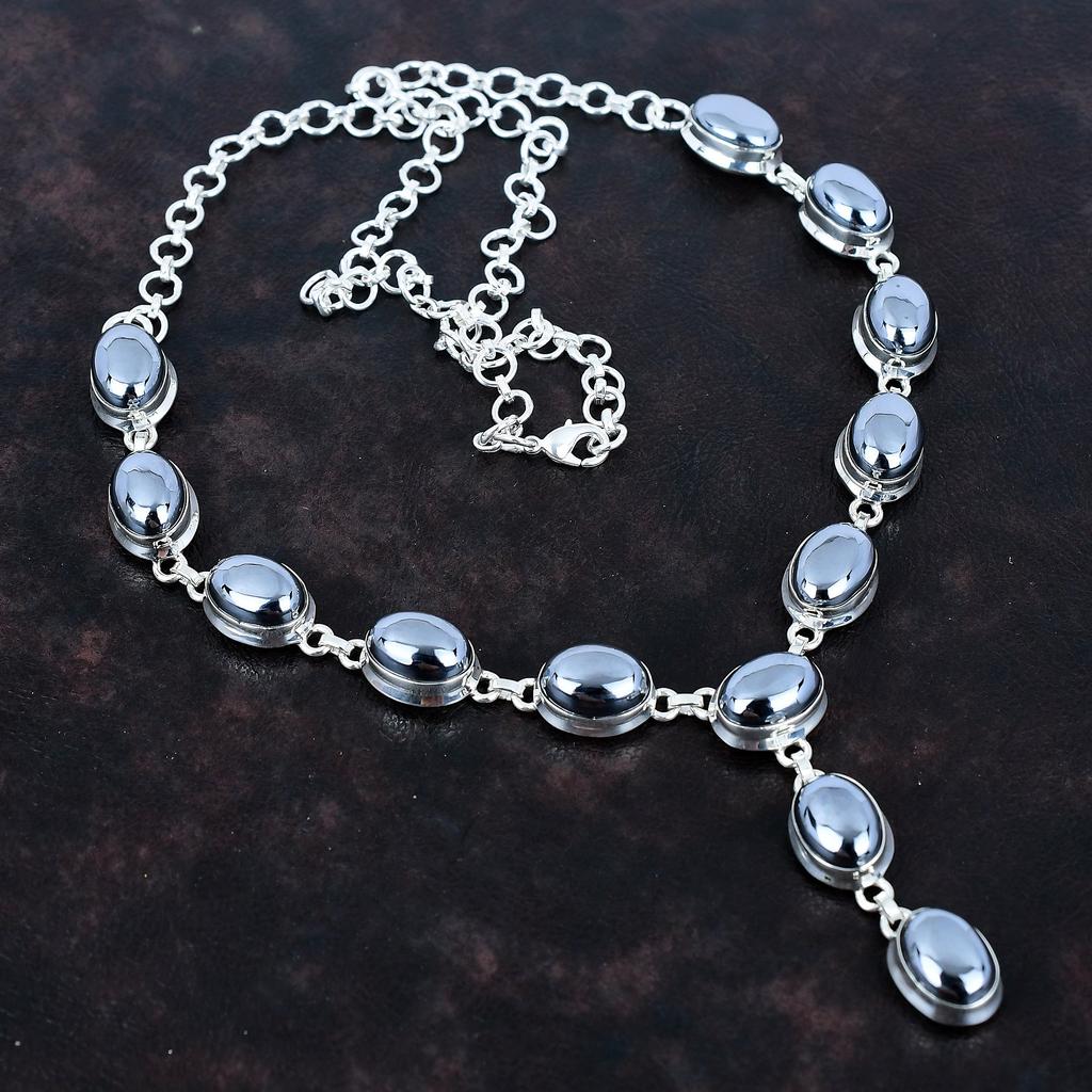 Schungit Halskette 925 Sterlingsilber Halskette verstellbare Kettenhalskette Schungit Edelstein Schmuck handgefertigte elegante Halskette Geschenke für Ehefrau