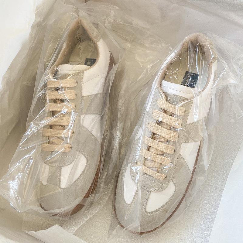 Cowhide Version~ Spring and Autumn German Training Shoes Women's Genuine Leather Retro Inner Heightening Platform White Shoes Versatile Sports and Lei