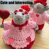 1 Pair Crocheted Mouse Couple Handmade Crochet Mice Ornaments Valentine's Day Decor Mice Doll for Desk Mantel Bedside Table