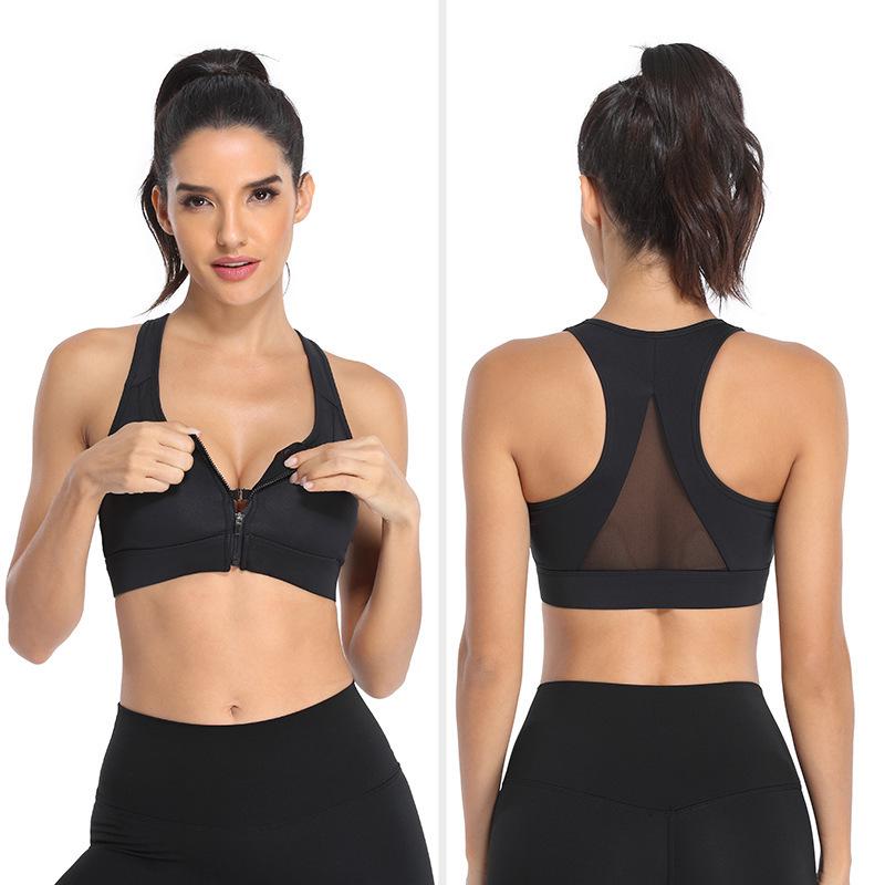 Zipper Shockproof Sports Bra: Stylish, Supportive Yoga Underwear for Women with Large Busts