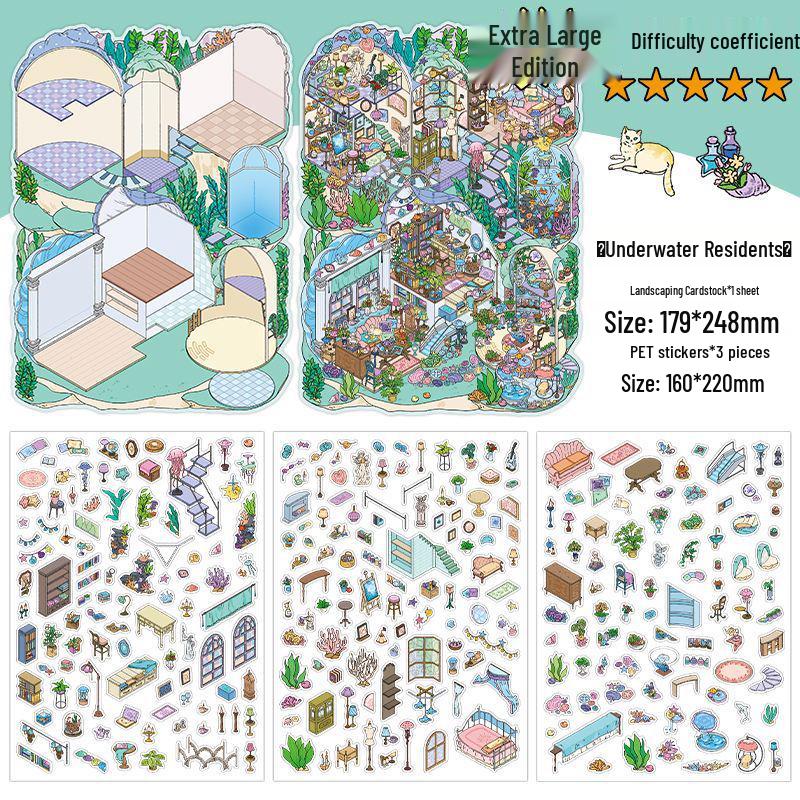 Infeel.Me My Little House 3D Scenery Stickers - Miniature Two-Layer Quiet Book Series