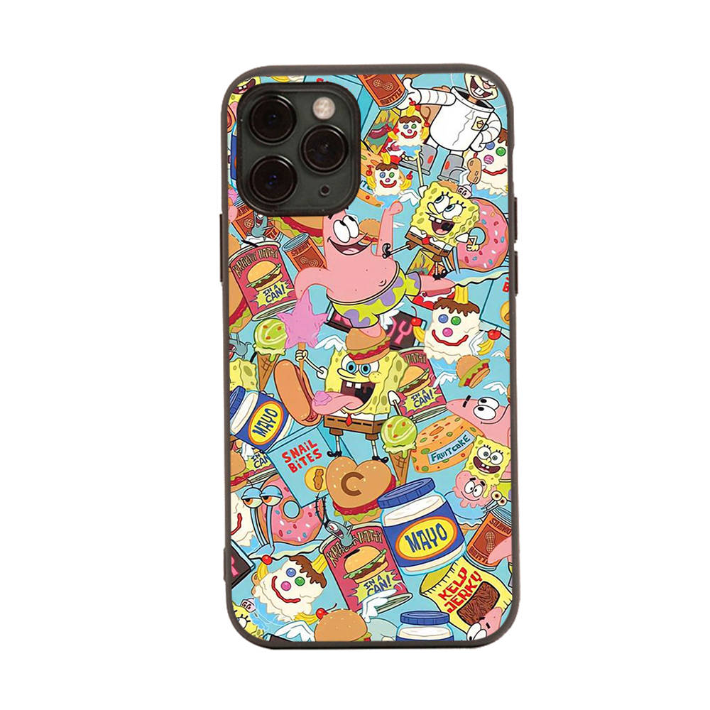 Carcasă pentru iPhone 16 15 Plus 14 13 12 11 Pro 8 7 6S 6 SE 5S X XR XS Max Realme C30 C33 C31 9I Negru Sofe Cover SI40 Drăguț SpongeBob