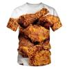 Fried Chicken Pasta Grafik T-Shirt Herren 3D Druck Kurzarm Lustiges T-Shirt Modisch Bequem Locker Lässig Vielseitig Sport T-Shirt