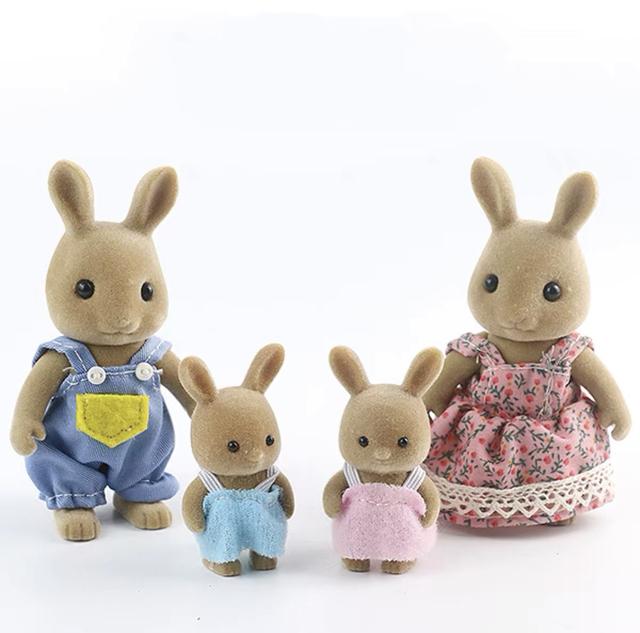 Non-Toxic Simulation Forest Rabbit Family Diy Playset Mini Rabbit Bear Figure Toy Dolls Kids Gifts
