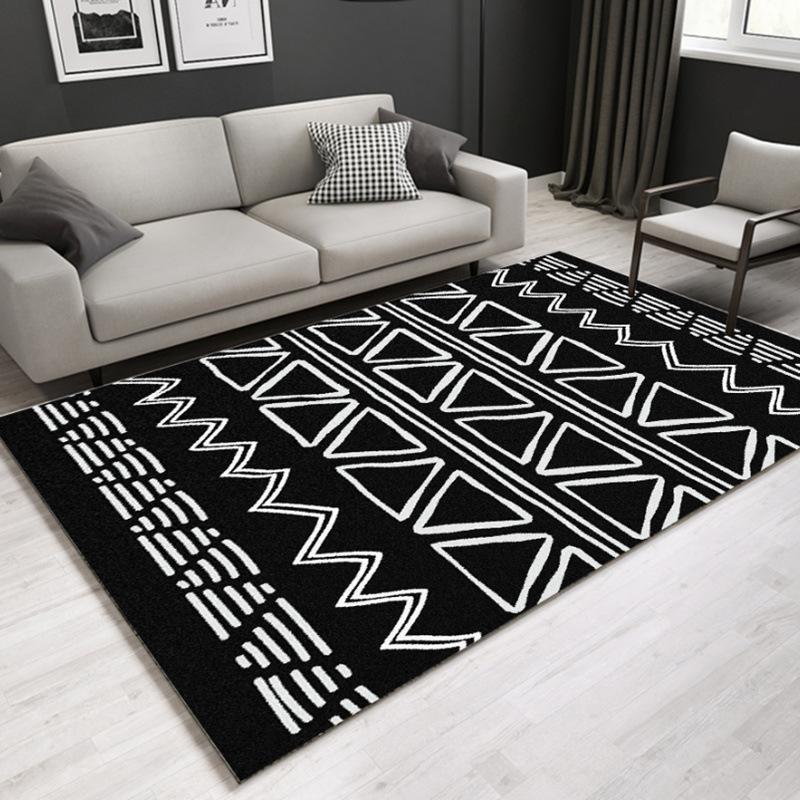 Moroccan Ethnic Style Carpet Simple Black White Gray Decorative Rug Living Room Study Non Slip Mat Home Decorative