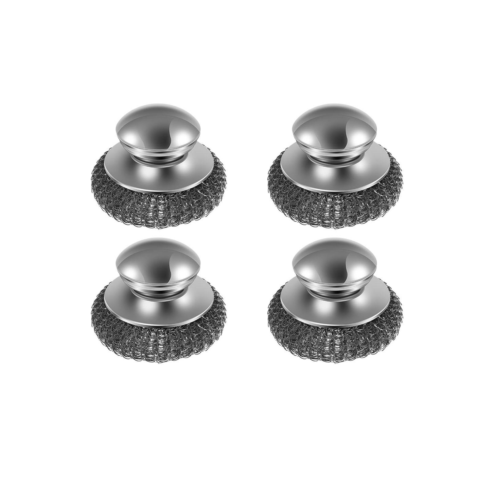 

4-18Pcs Steel Wool Scrubber Long Handle Pot Cleaning Brush Stainless Steel Kitchen Pan Pot Dishes Strong Decontamination