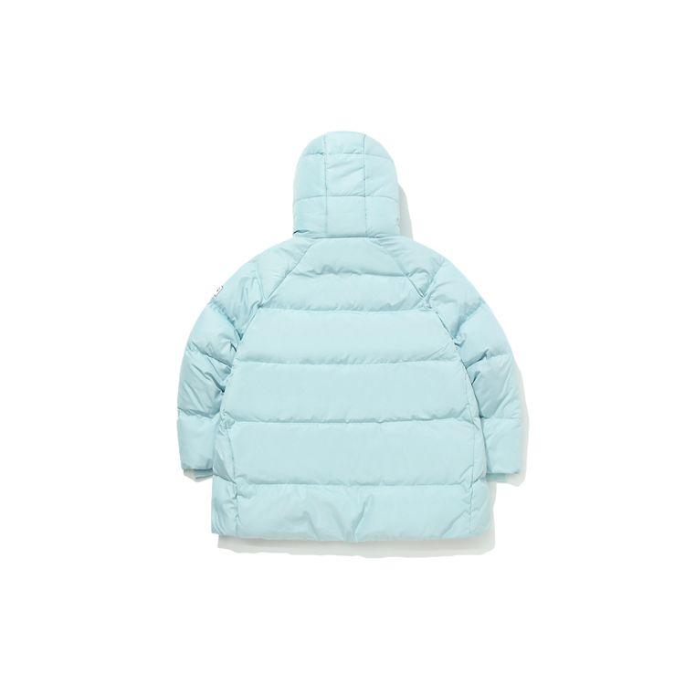 Li Ning Sportmode Serie Lockerer Kapuzen-Winddichter Warmer Mittellanger Daunenmantel Damen Oberbekleidung Himmelblau AYMQ394-5