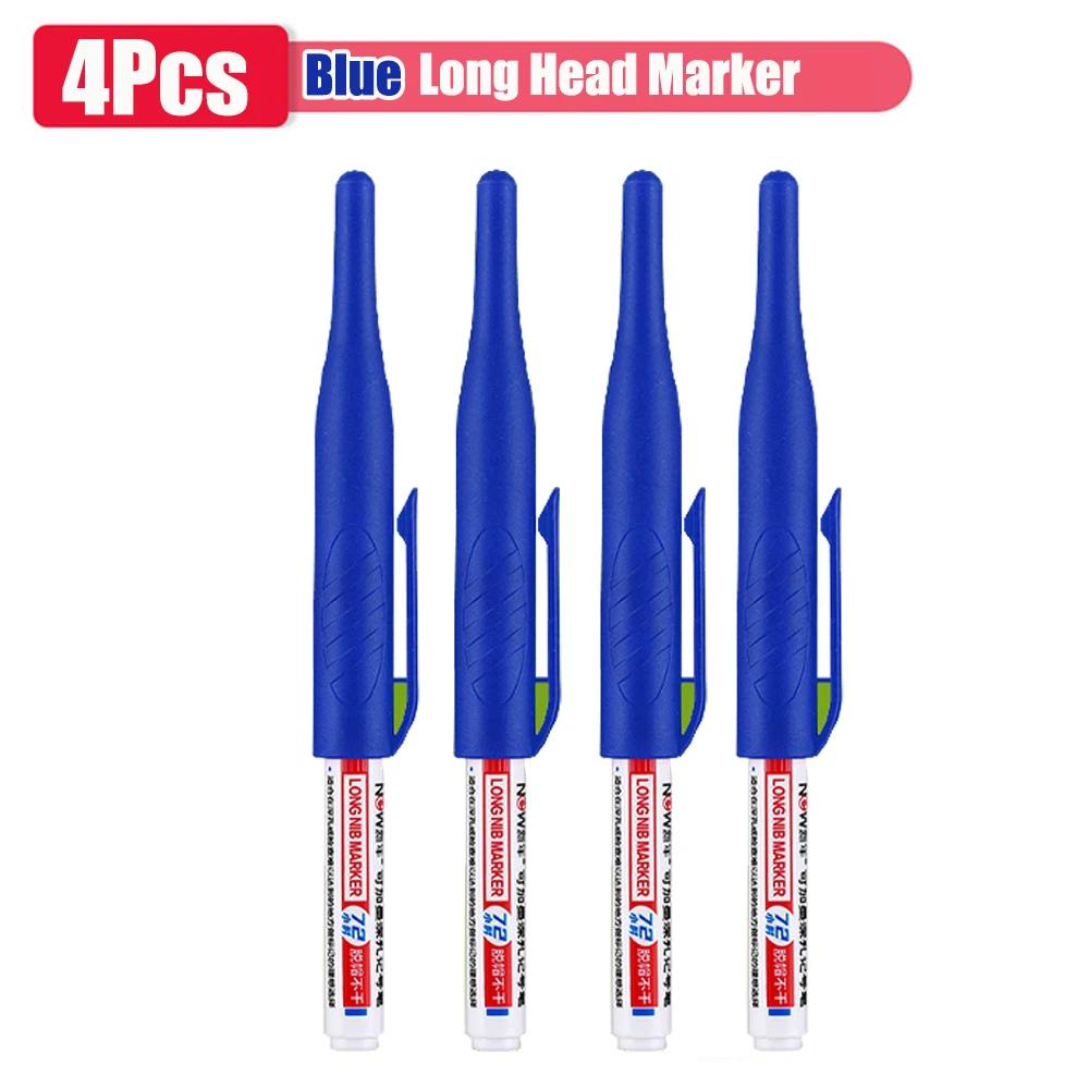 1-8pcs 32mm Long Head Markers Pen Multi-purpose for Woodworking Tile Decoration Deep Hole Marker Pens Red/Black/Blue/Green Ink