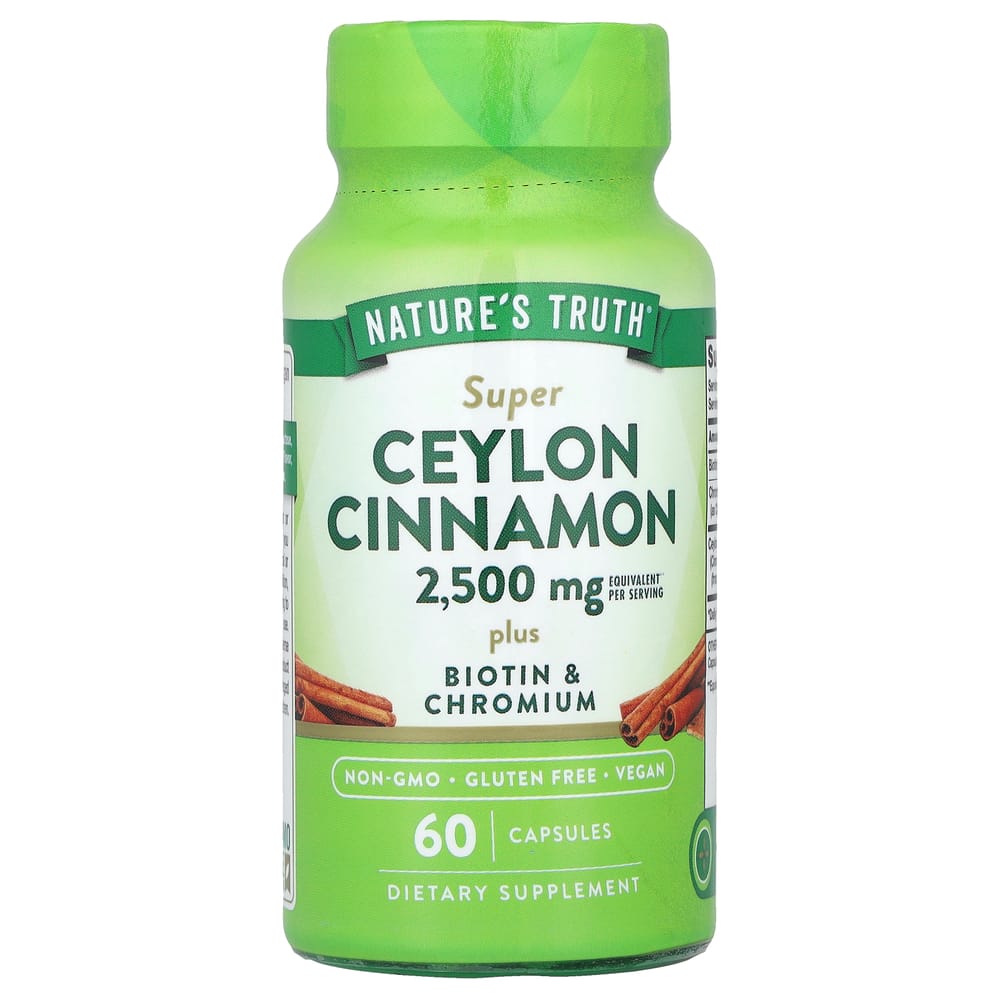 

Natures Truth Super Ceylon Cinnamon 2500mg Veggie Capsules, 60 Count