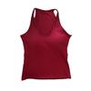Dame V-hals Halter Polstrede Tanktoppe Ribbet Dobbeltforede Ærmeløse Basis Skjorter med Indbygget BH Sommer Sexede Gå-ud Toppe