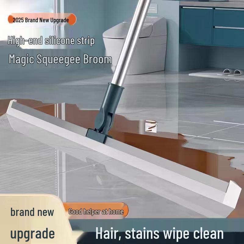 Силиконовая волшебная метла: Двухфункциональная щетка-сметчик и скребок для пола для влажной и сухой уборки 50x105 cm