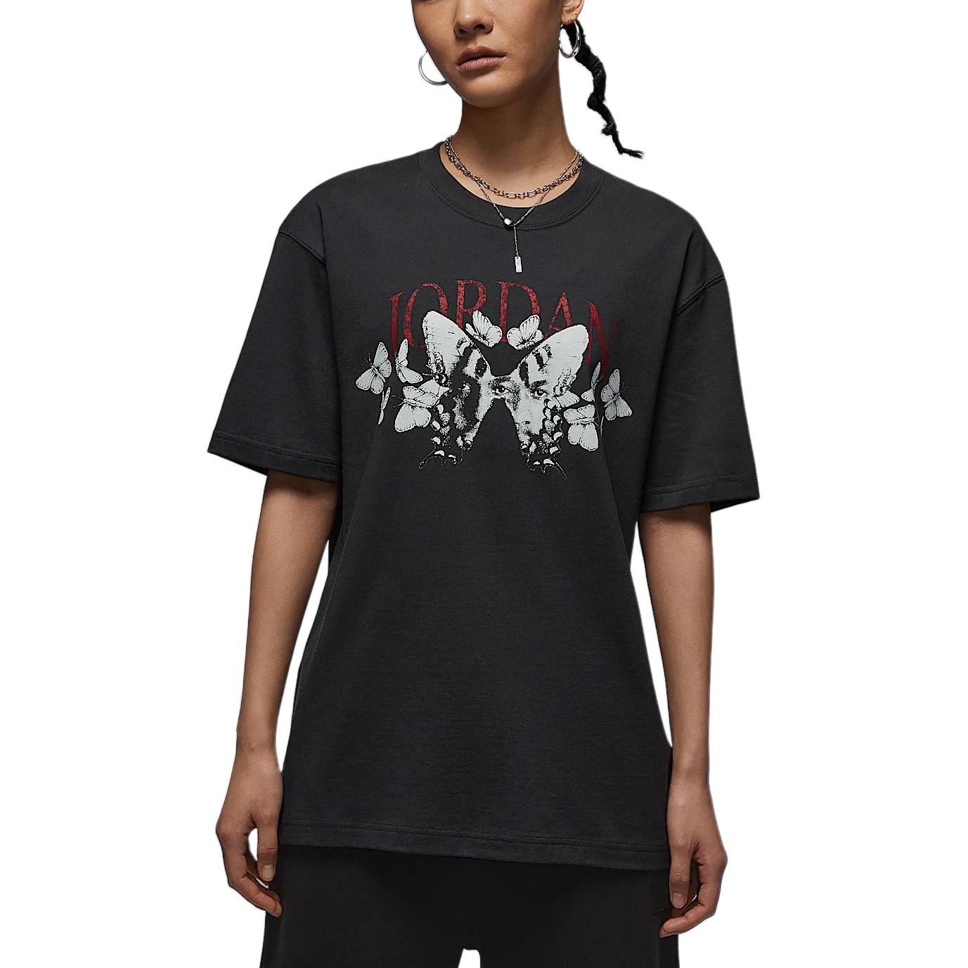 

Jordan Logo Oversized Drop Shoulder T-Shirt Women tops Gray Black IB7032-045 M