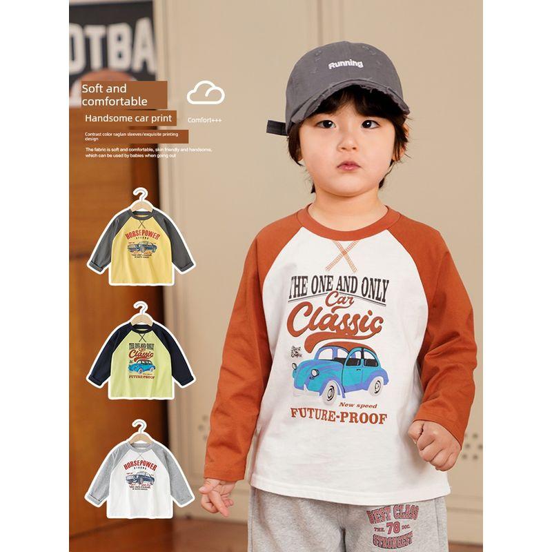 Boys' Pure Cotton Long-Sleeve T-Shirt, Spring and Autumn Style, Children's Clothing, Baby Base Shirt, Top, Autumn Shirt, 1-3 Years Old, Stylish