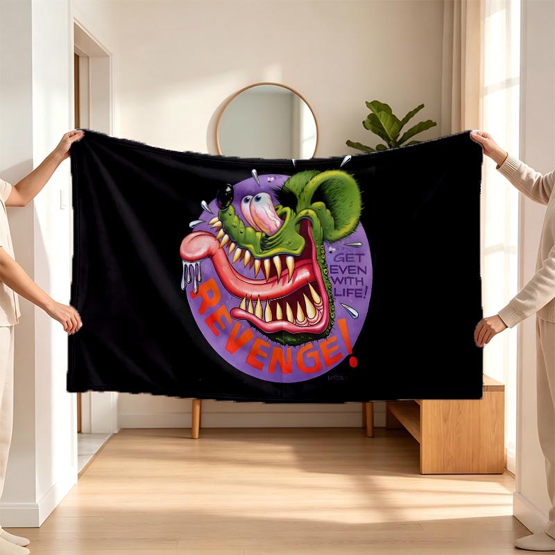Rat Fink (1) Flannel blanket a soft accent for the bedroom and living room and a cozy home gift