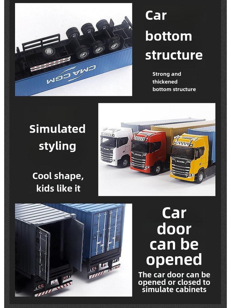 Scania Alloy Container Truck Model - Double-Layer Semi-Trailer Toy
