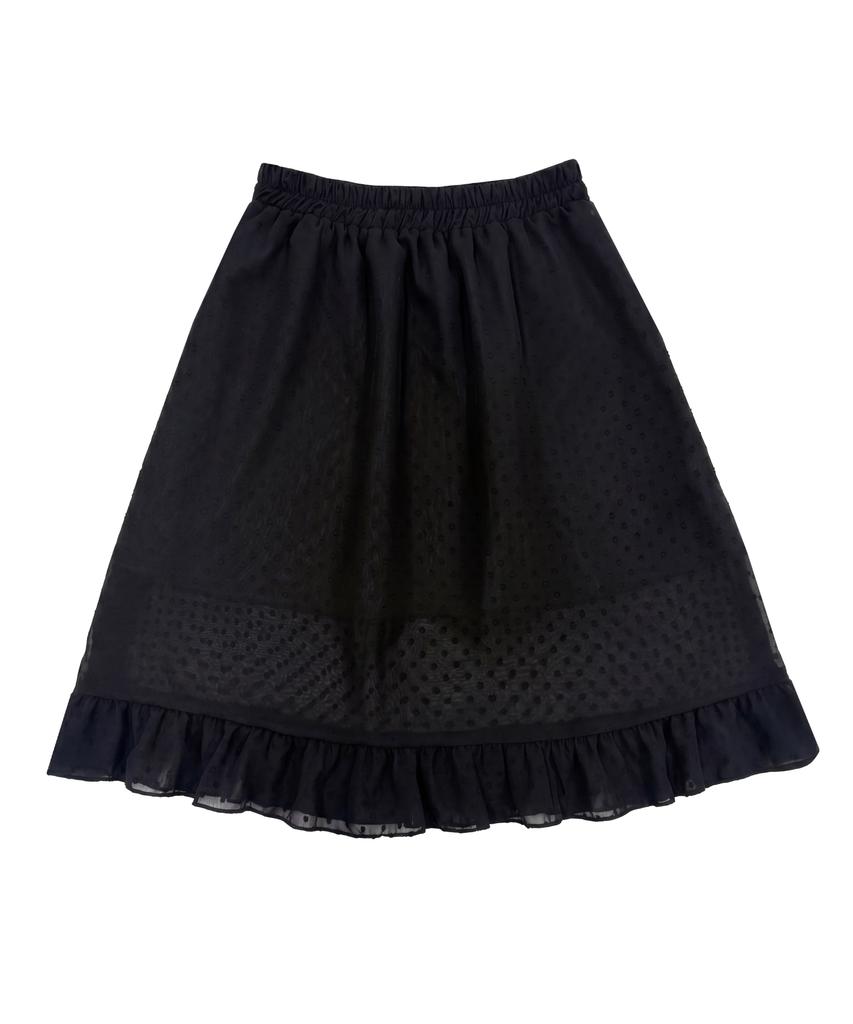 Naien Dot See-Through Frill Midi Skirt
