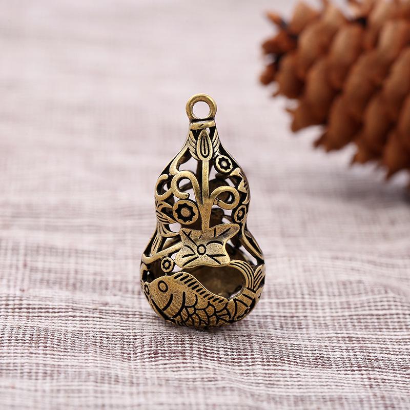 Brass Bagua Gourd Openwork Keychain Pendant Retro Design