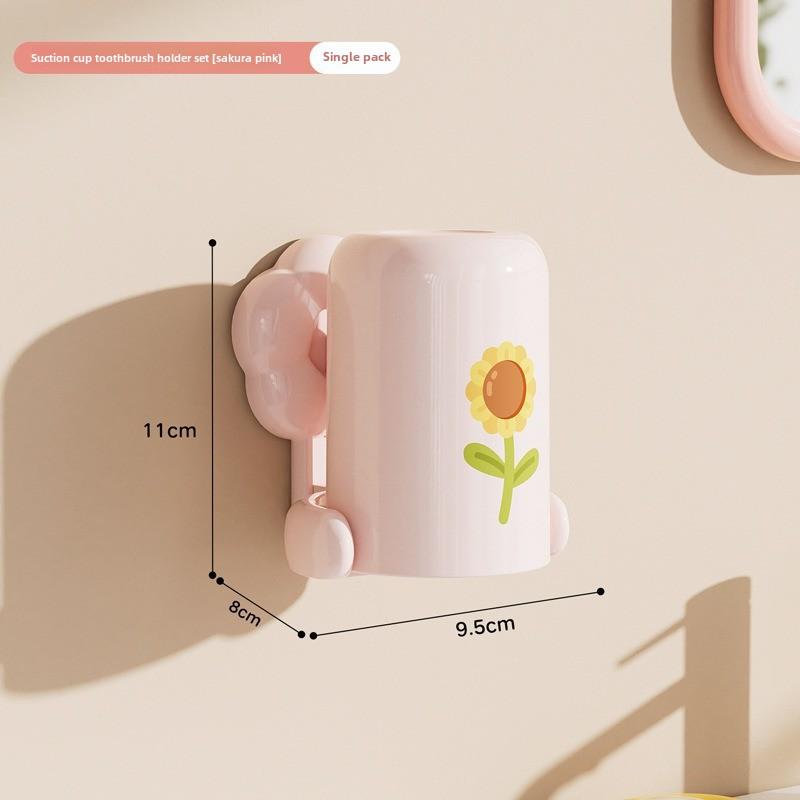 

Набор держателей зубных щеток на присоске, стакан для ванной и держатель зубной пасты, настенный монтаж без сверления розовый
