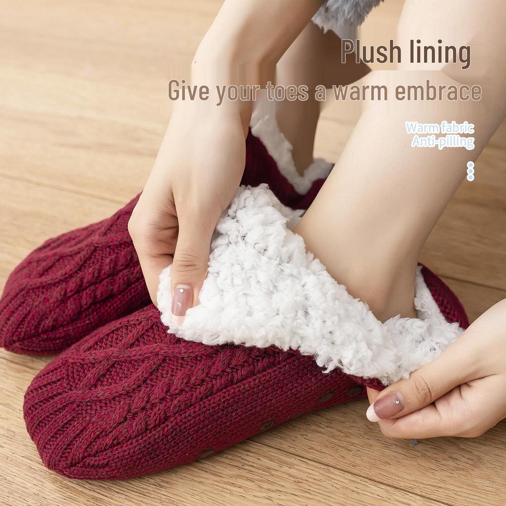 Zimní fleecem podšité protiskluzové teplé domácí ponožky a návleky na nohy pro dospělé