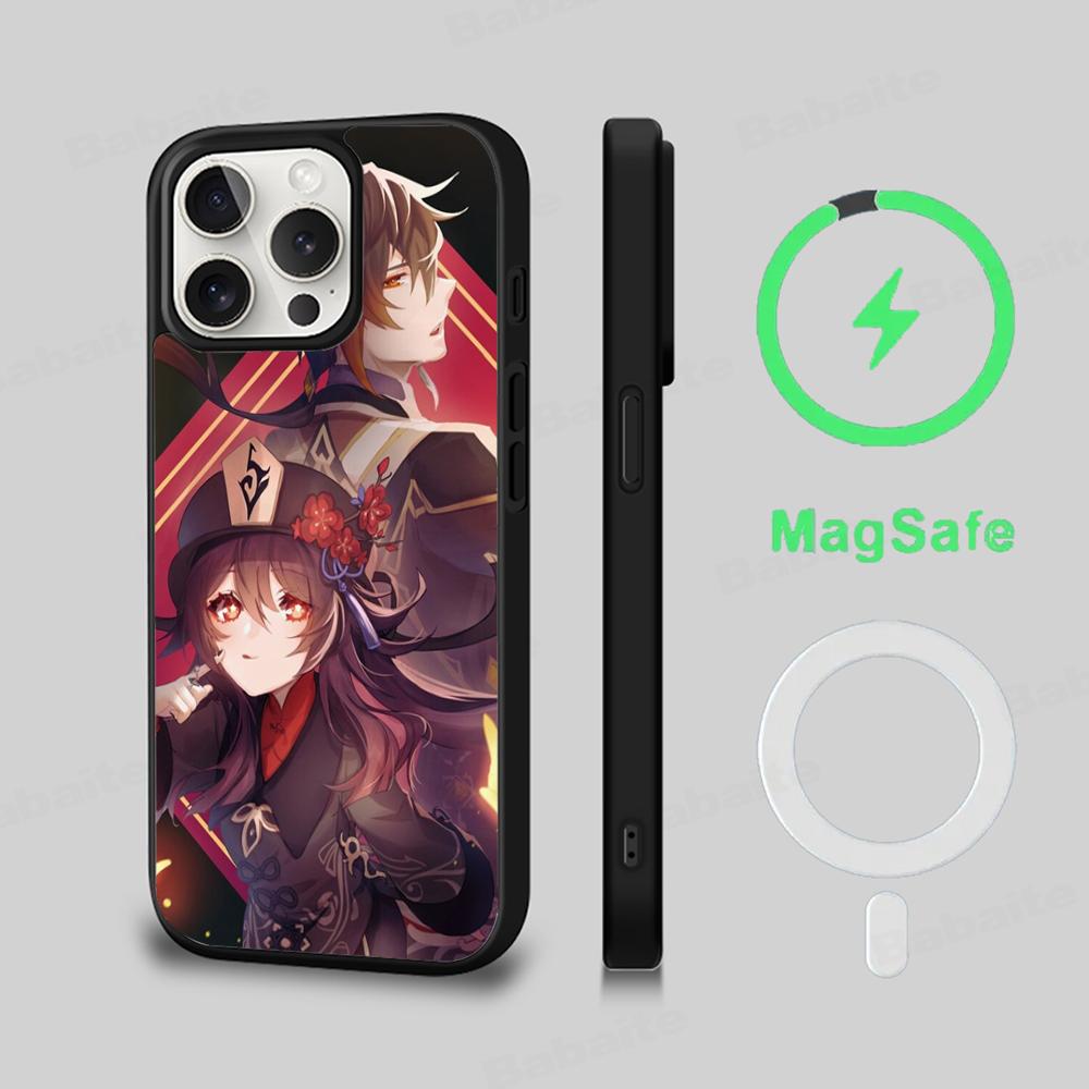 Genshin Impact Hu Tao Phone Case Magnetic Case For iPhone 18 16 14 13 12 11 15 Pro Max Plus For Magsafe Wireless Charge Cover