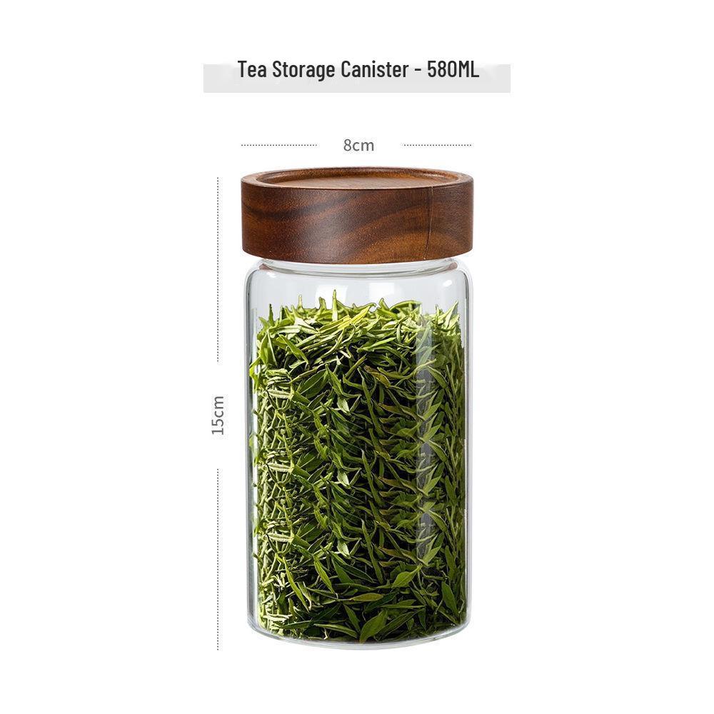 Transparent Borosilicate Glass Tea Canister: Airtight Storage Jar for Herbs, Snacks, Grains & More