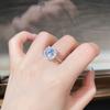 925 Sterling Silver Moissanite Women's Classic Four-Prong Ring, PT950 Plated.