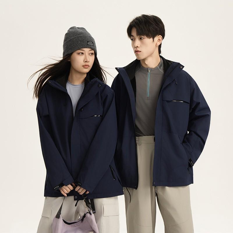 Unisex 3-in-1 Removable Waterproof Windproof Outdoor Jacket With Fleece Liner Hiking Camping Fall Winter