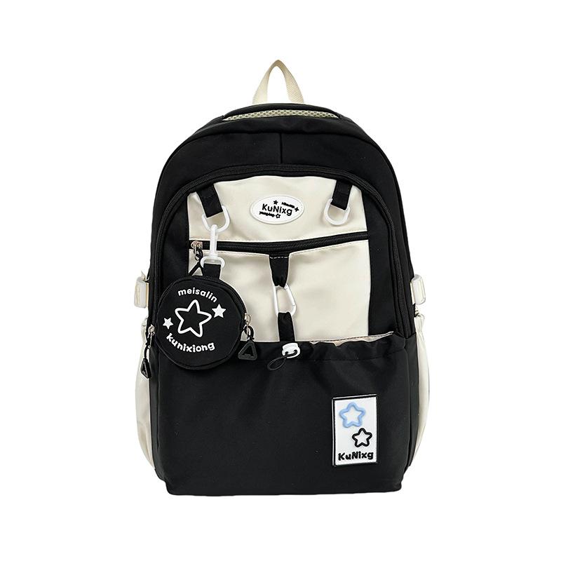 

Школьный рюкзак универсальный высокоценный рюкзак для通勤 для девочки милый рюкзак большой вместимости для ученицы средней школы чёрный