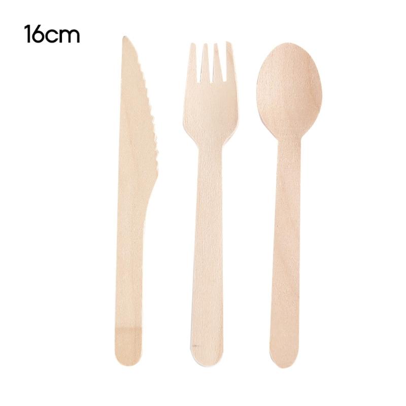 Wooden Eating Utensils Pack of 100 Disposable Cutlery Spoon Fork Knife Birchwood Cutlery Set Environmentally Friendly