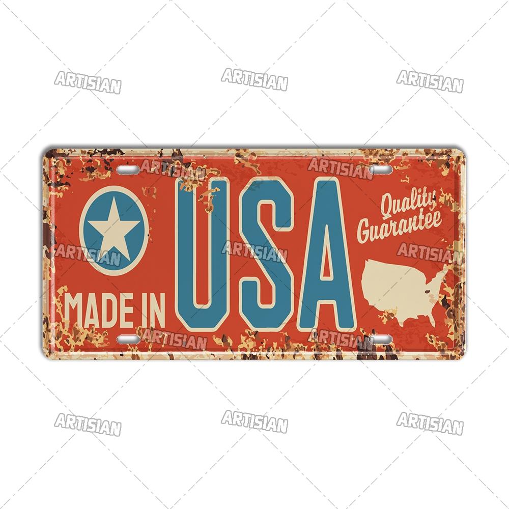 USA License Plate Landmark Metal Wall Sculpture|US City/State Design,Tin Plaque,Halloween&Christmas Gift,Garage/Bar/Cafe Decor