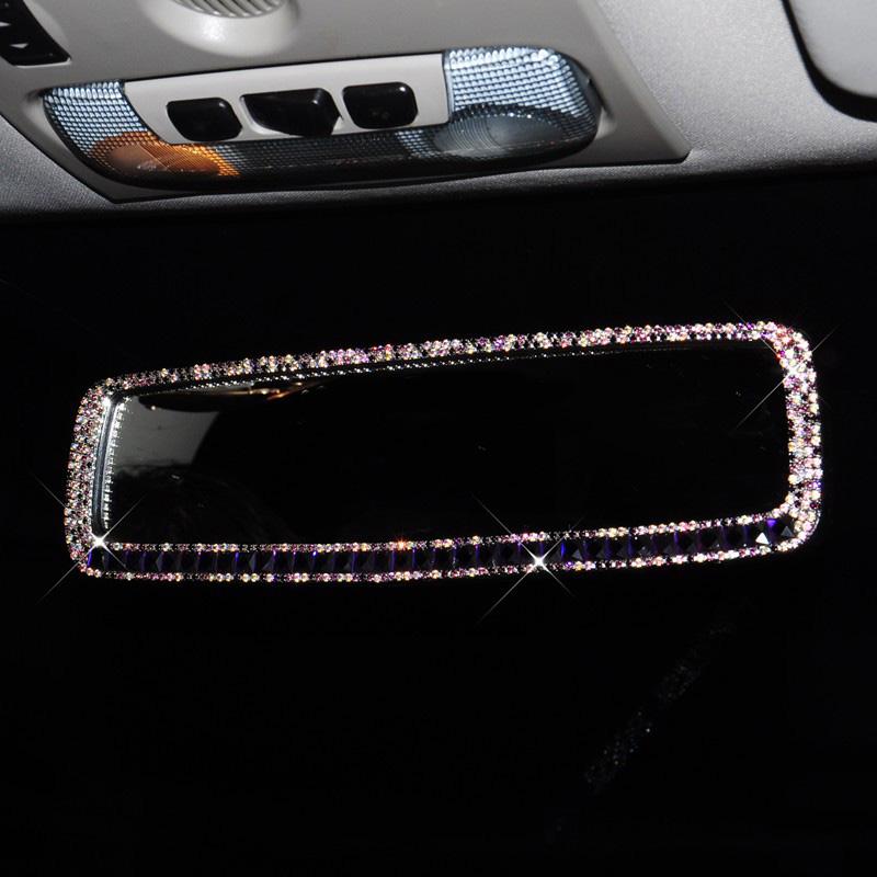 Bling Car Mirror Accessories for Women Men Rhinestone Car Rear View Mirror Crystal Diamond Rear View Mirror Cover Car