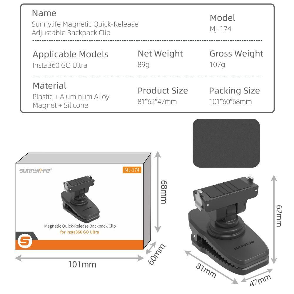 Magnetic Camera Backpack Mount Wall Mount Bracket for Insta360 GO Ultra Action Camera Accessories