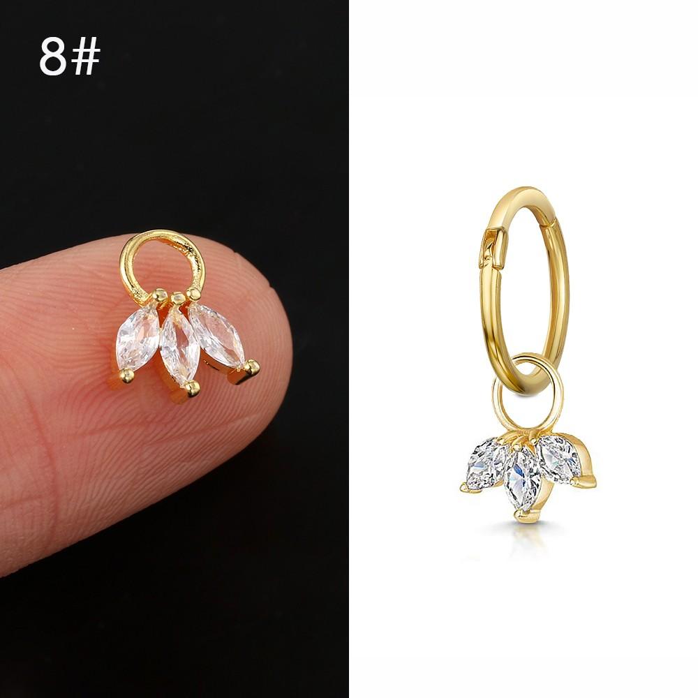 1PC Zircon Crown Tragus Helix Piercing Earrings For Women Stainless Steel Labret Stud Earings Cartilage Ear Body Jewelry Gifts