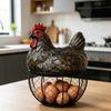 Cesto porta uova di gallina in rete metallica nera antiruggine, porta uova decorativo durevole, cesto per uova in stile fattoria per cucina e tavolo da pranzo