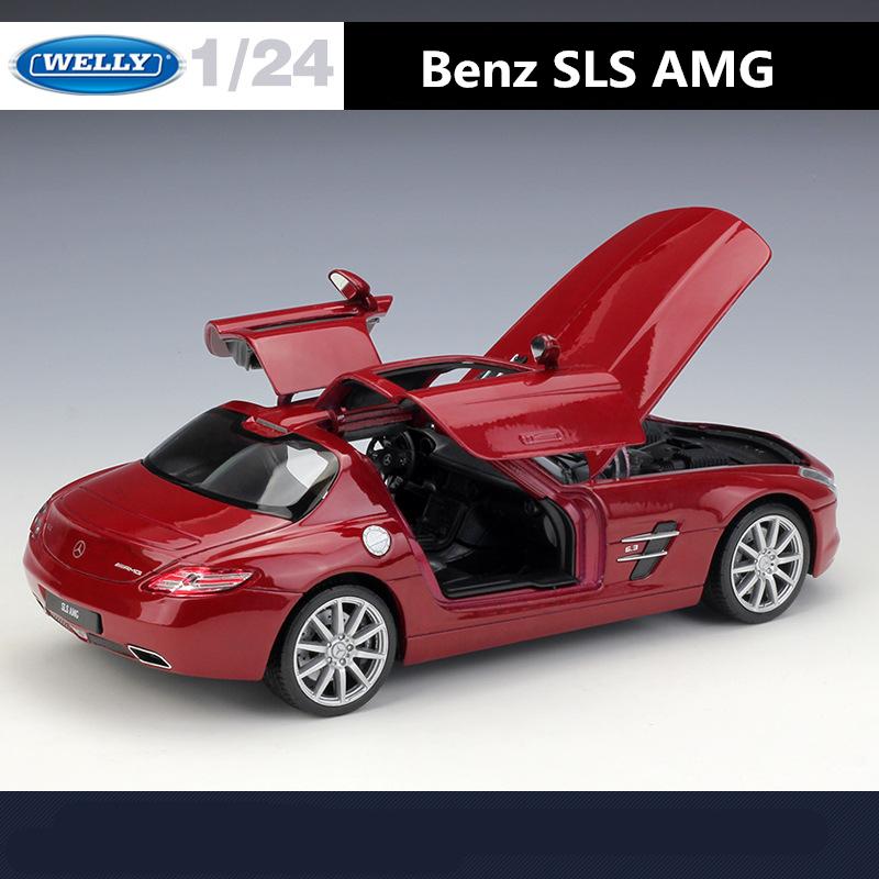 Welly 1/24 Mercedes Benz SLS AMG Alloy Sports Model Diecasts Metal Racing Car Vehicles Model Simulation Collection Kids Toy Gift