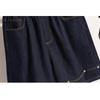 DIMANAF Plus Size 2025 Women Jeans Shorts Elastic Waist Pants Summer Loose Basic High Waist Blue Pants