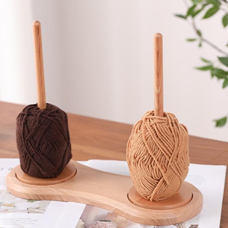360 Degree Rotating Wooden Yarn Organiser Holder Thread Spool Stand for Knitting Weaving Crochet Crafting Project
