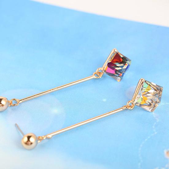 1 Pair Women Fashion Long Dangle Rhinestone  Earrings Eardrops Jewelry for Wedding