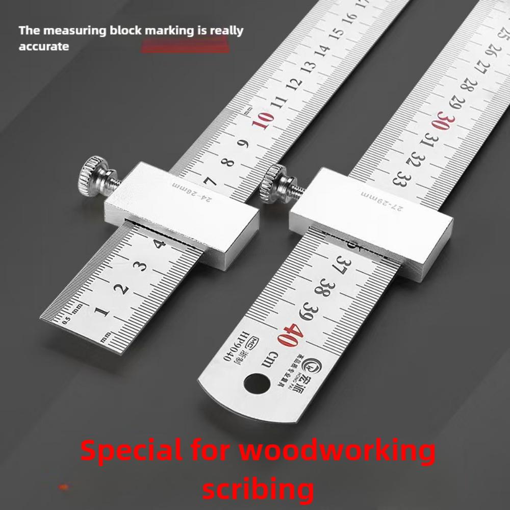 Stainless Steel Ruler Positioning Block 15/20/30/40cm Steel Ruler Scribing Limiter for Woodworking