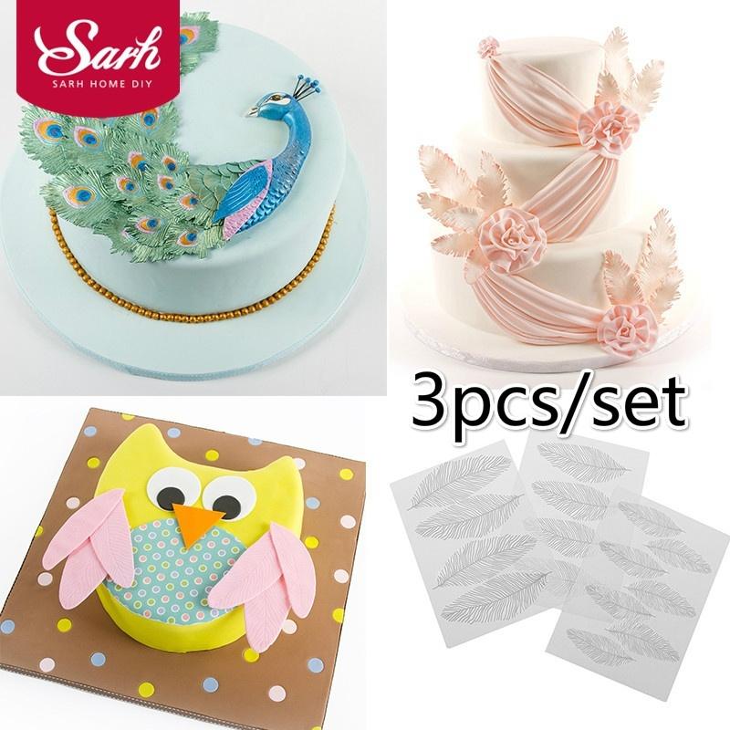 3 ks/sada Peří křídel Plastová forma na zrno Fondánová dekorace dortů DIY nástroj Sugarcraft Sada na cupcakes do kuchyně