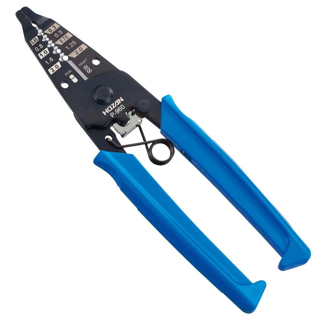 HOZAN P-960 Wire Stripper for Millimeter-Sized Wires, 163mm Long, 80g Weight, with Special Stopper