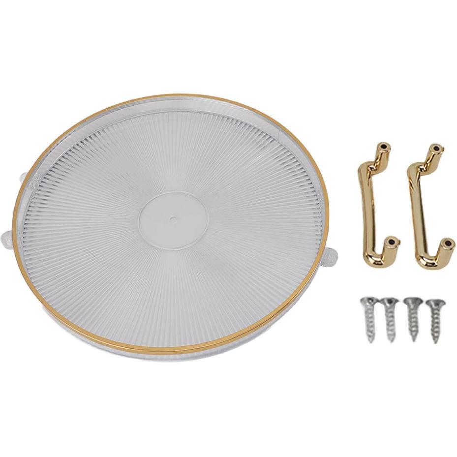 Decor Round Serving Tray, Gold Handle Round Serving Tray Display Gold Multifunctional for Desserts (Transparent)